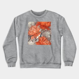 Orange and grey peonies pattern Crewneck Sweatshirt